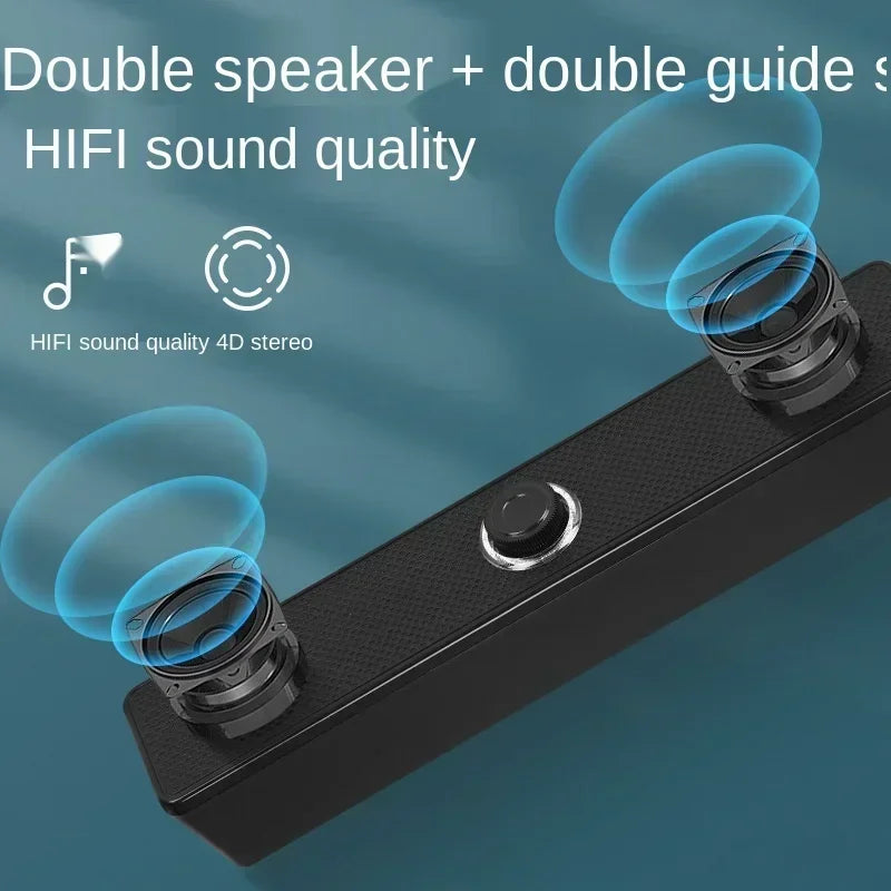 2.1 Channel Wired Soundbar with Subwoofer for PC/TV/Laptop - Stereo Multimedia Speakers,  Mini Sound System, Aux/USB Input