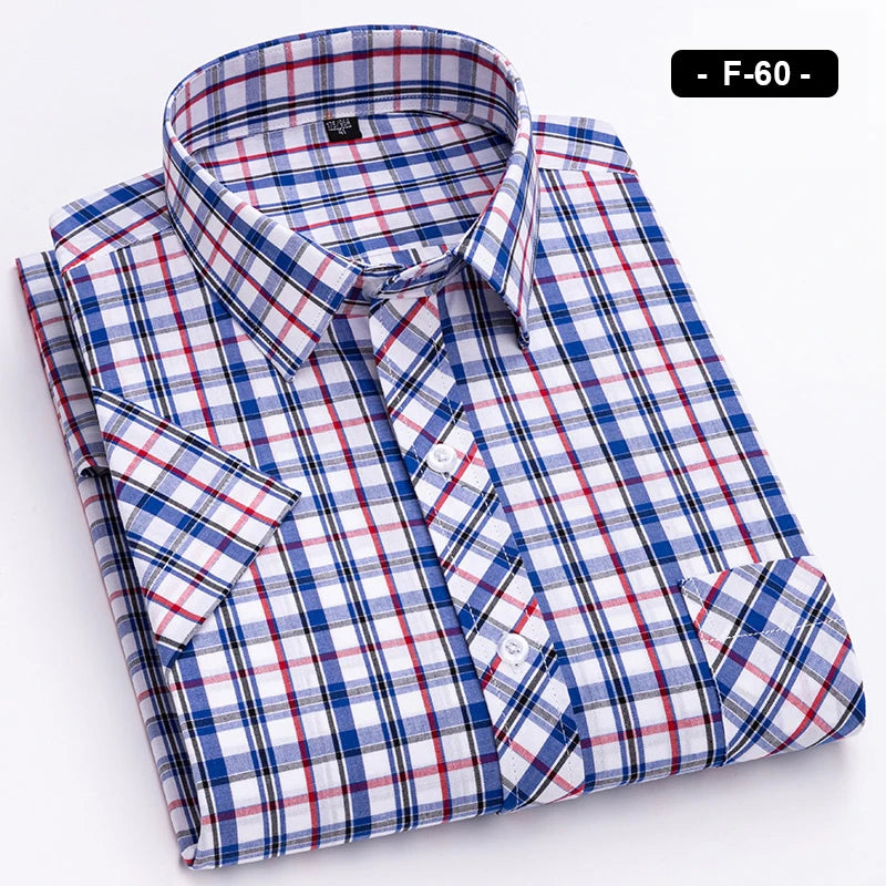 Plaid Short Sleeve Shirts For Man Cotton Checked Colorful New Fashion Summer Young Boy Beach Clothing Confortable Casual Shirts