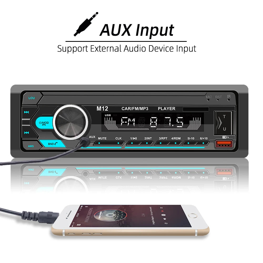 HIPPBQCC Car Stereo Radio 1Din Player FM MP3 Player Digital Bluetooth Car Radio Stereo Audio Music USB/SD with In Dash AUX Input