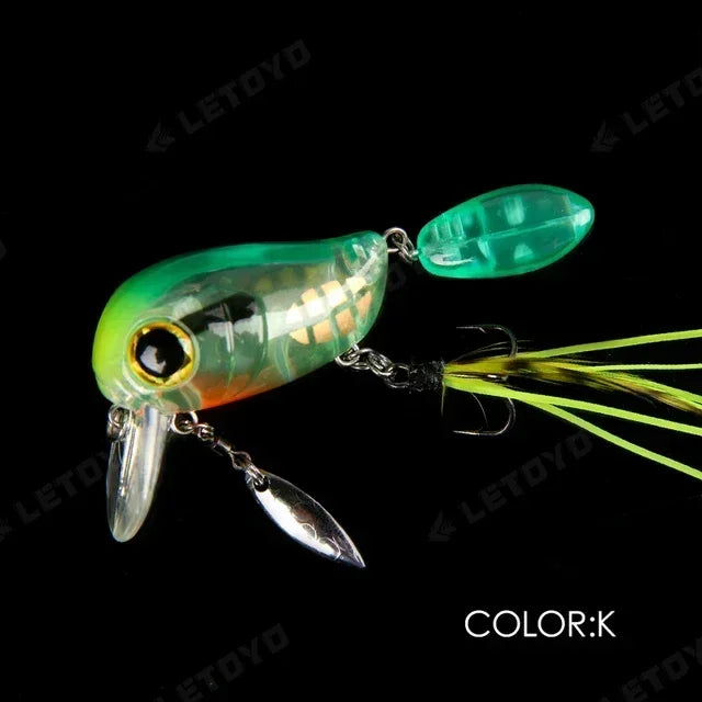 Topwater Crankbaits 8g Fishing Lures with Spinner Wobblers Rotating Glitter Artificial Hard Baits Freshwater Bass Lures Tackle