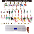 wondersee 17PCS Spinner Kit Fishin Lures with Feather Treble Hook Spoon for Bass Trout Perch Pike Rotating Long Casting Wobblers