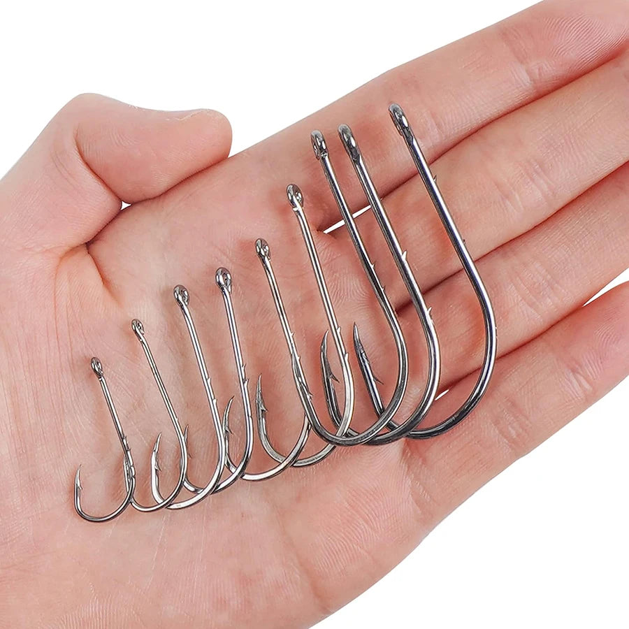 Fishing Hooks 100Pcs Baitholder Bait Hook High Carbon Steel Long Shank Fishing Hooks with 2 Baitholder Barbs Size 1/0-8/0