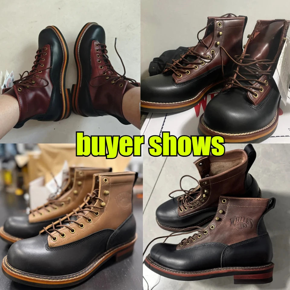 Men's Trekking Boot Vintage Motorcycle Boots Casual Men Ankle Boots Cowhide Leather Shoes  Men's Trekking Boot botas para moto