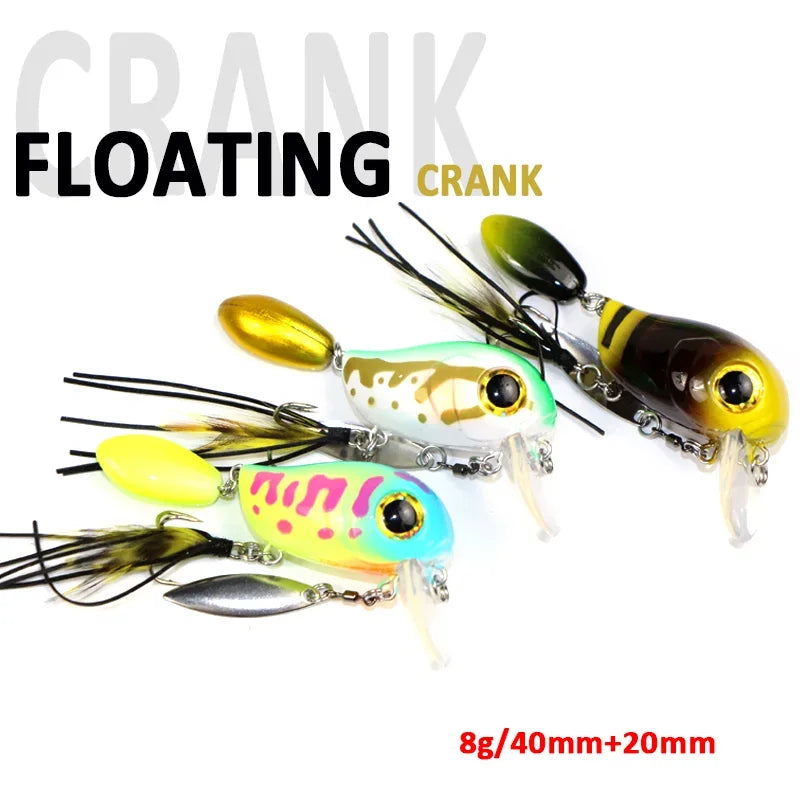 Crank Bait 8g 40mm Floating Minnow Fishing Lure Pesca Wobbler Rotating Sequins Stream Freshwater Bass Pike Trout Perch Hard Bait