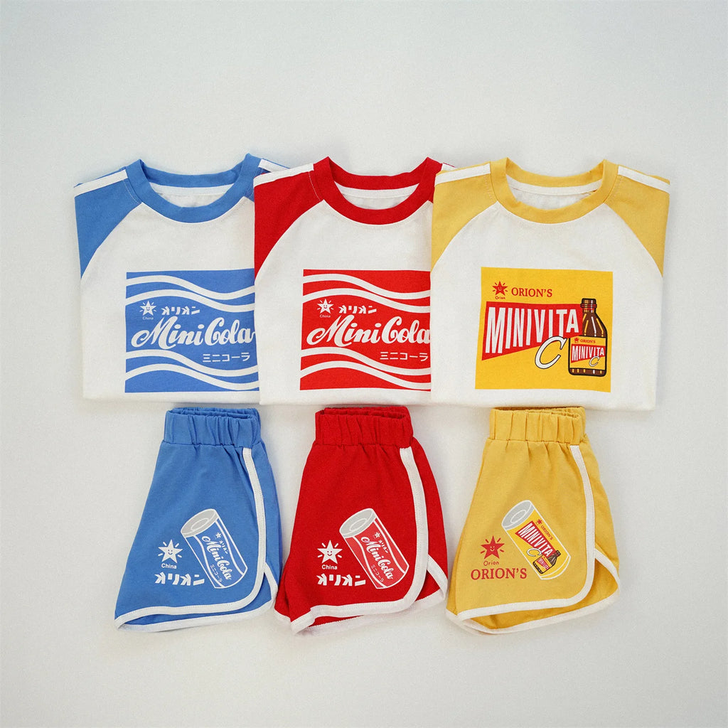 2026  Kids Summer Clothes Set Cartoon Toddler Cartoon T-Shirt + Shorts Baby Boy Girl Matching Outfits Comfortable Preschool Wear