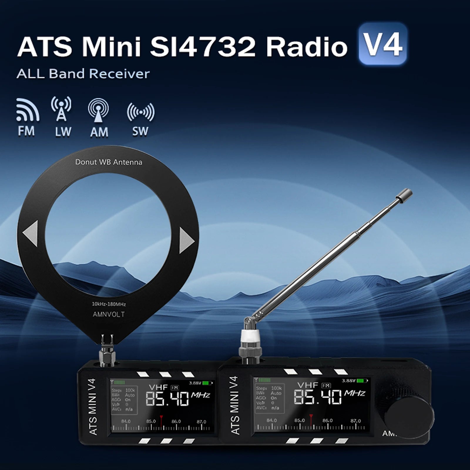 Portable AM FM Radio Receiver 1.9inch IPS Screen LSB USB Transistor Pocket Radios Si4732 DSP Radio for Walking Hiking Camping