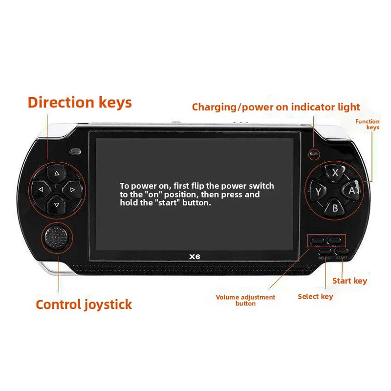X6 Gaming Console 12 Emulators 10,000 Retro Arcade Games Arcade Console 4.3-inch Screen IPS Video Game Toy Gift