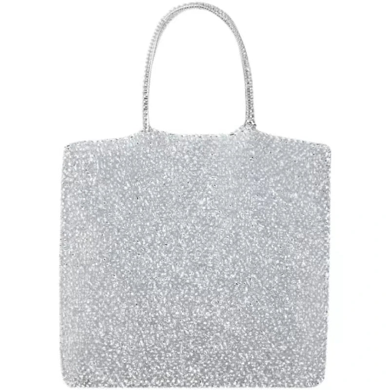 Women's handbag 2022 summer pure manual PVC woven shiny women's bag, Single Shoulder Messenger Bag