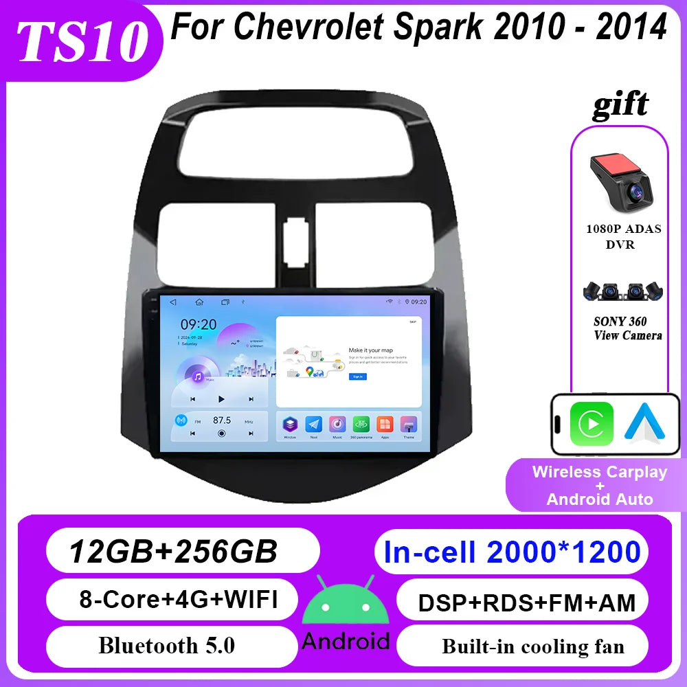 Android Car DVD Radio Stereo For Chevrolet Spark 2010 2011 2012 2013 2014 Auto Multimidia Player GPS Navigation 4G Carplay 2DIN