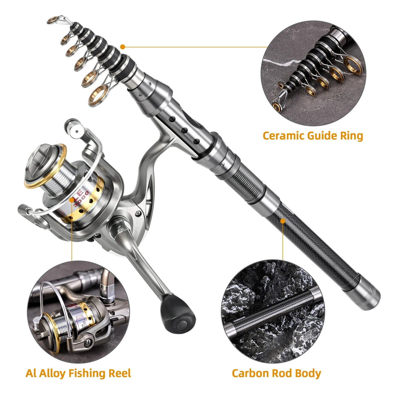 Fishing Pole Combo Set 2PCS Rod and Reel Telescopic Fishing Rod Carbon Fiber Reels Fishing Accessories