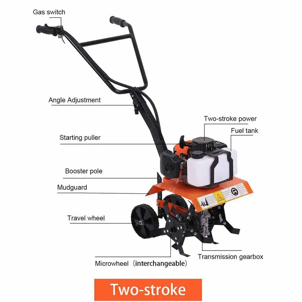 Two/Four Stroke Agricultural Garden Tools Gasoline Minitype Rotary Tiller Outdoor Multi-Functional Rotary Tiller Micro Tiller