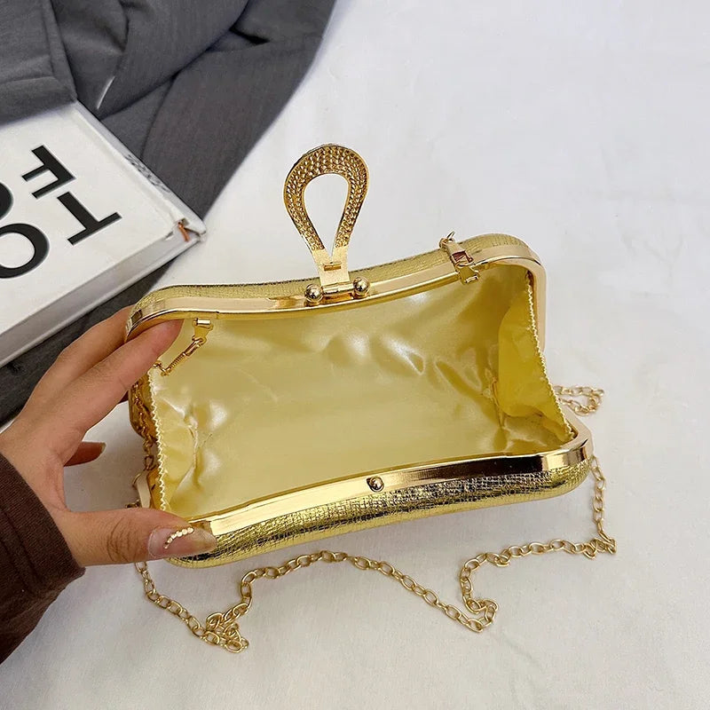 Women's Handbag Bags for Women 2025 Fashion Geometric Mini Party Evening Purse Crossbody Shoulder Bag Gold Box Lipstick Bag