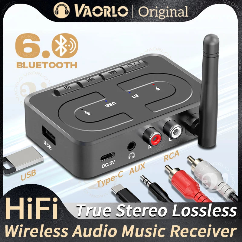 NEW USB Bluetooth 6.0 Audio Receiver Adapter Wireless Stereo Music 3.5mm AUX R/L RCA With Mic Support U-Disk For Car Speaker Amp