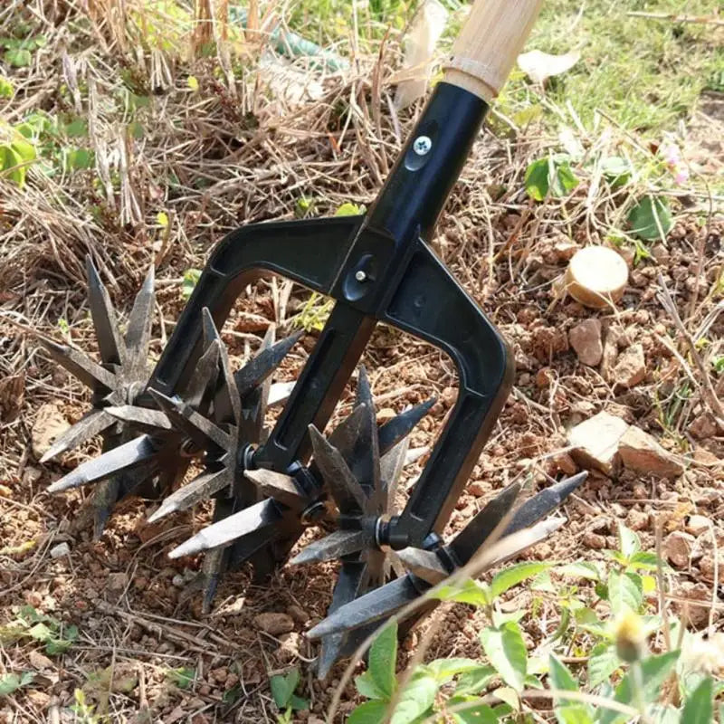 Weeding Digging Grass Turning Tool 2 In 1 Garden Rotary Tiller Lawn Ripper Land Aerator Gardening Tool Loose Soil Aerator