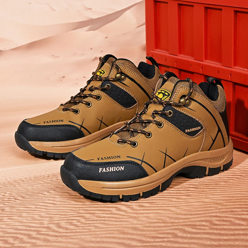 Men's Professional Outdoor Hiking Shoes, Mid-Top Ankle-Protecting Sports Running Shoes, Waterproof and Breathable Mountain Hiking Boots, Lightweight Off-Road Shoes