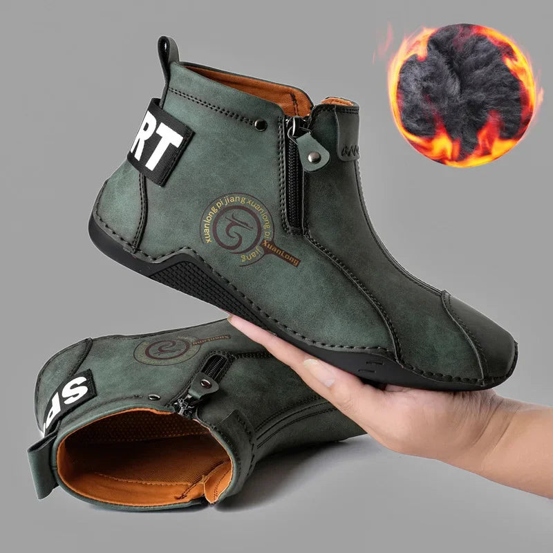 Autumn and Winter New Men's Short Boots  British Classic Retro Flat Bottom Cotton Shoes Outdoor Business Sports Casual Shoes