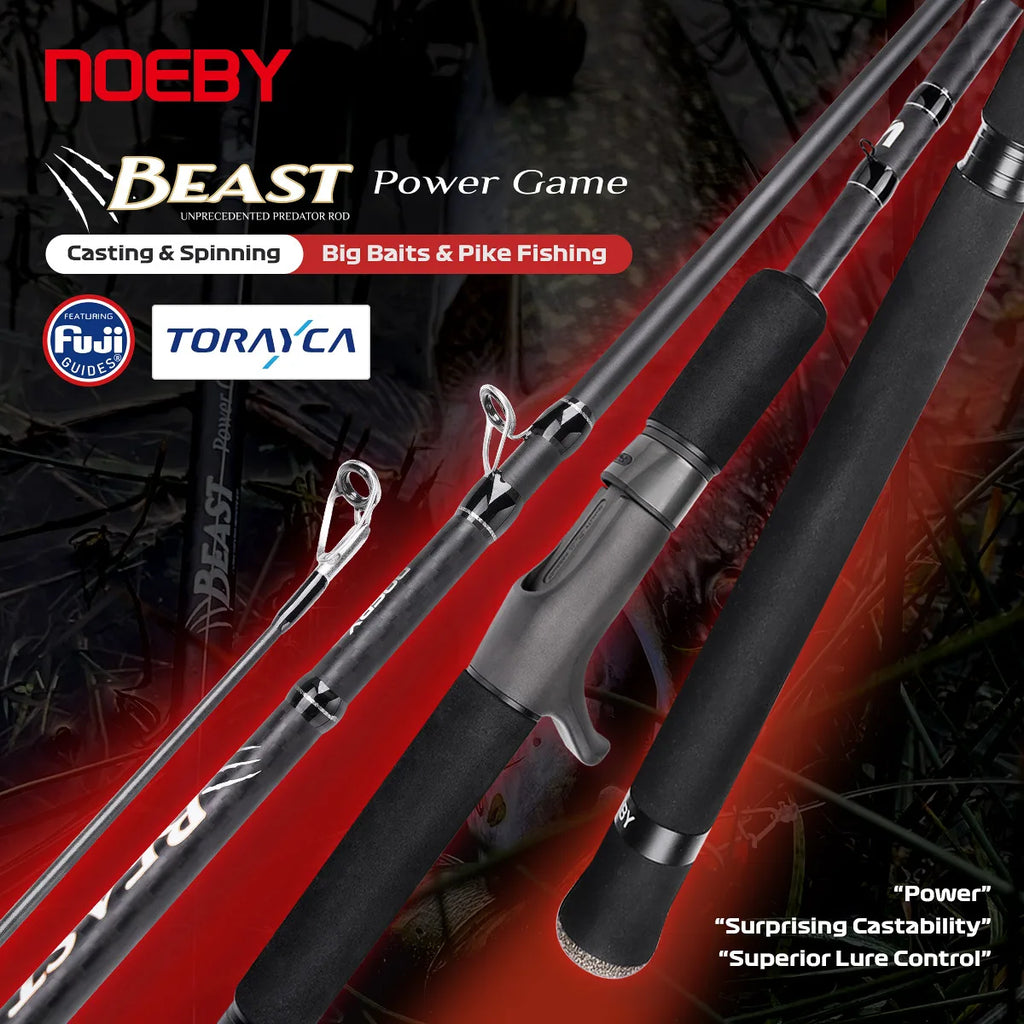 Noeby Pike Fishing Rod 1.98m 2.13m 2.44m 2.59m Fuji Toray Carbon Casting Spinning Big Baits Power Catfish Pike Fishing Rods