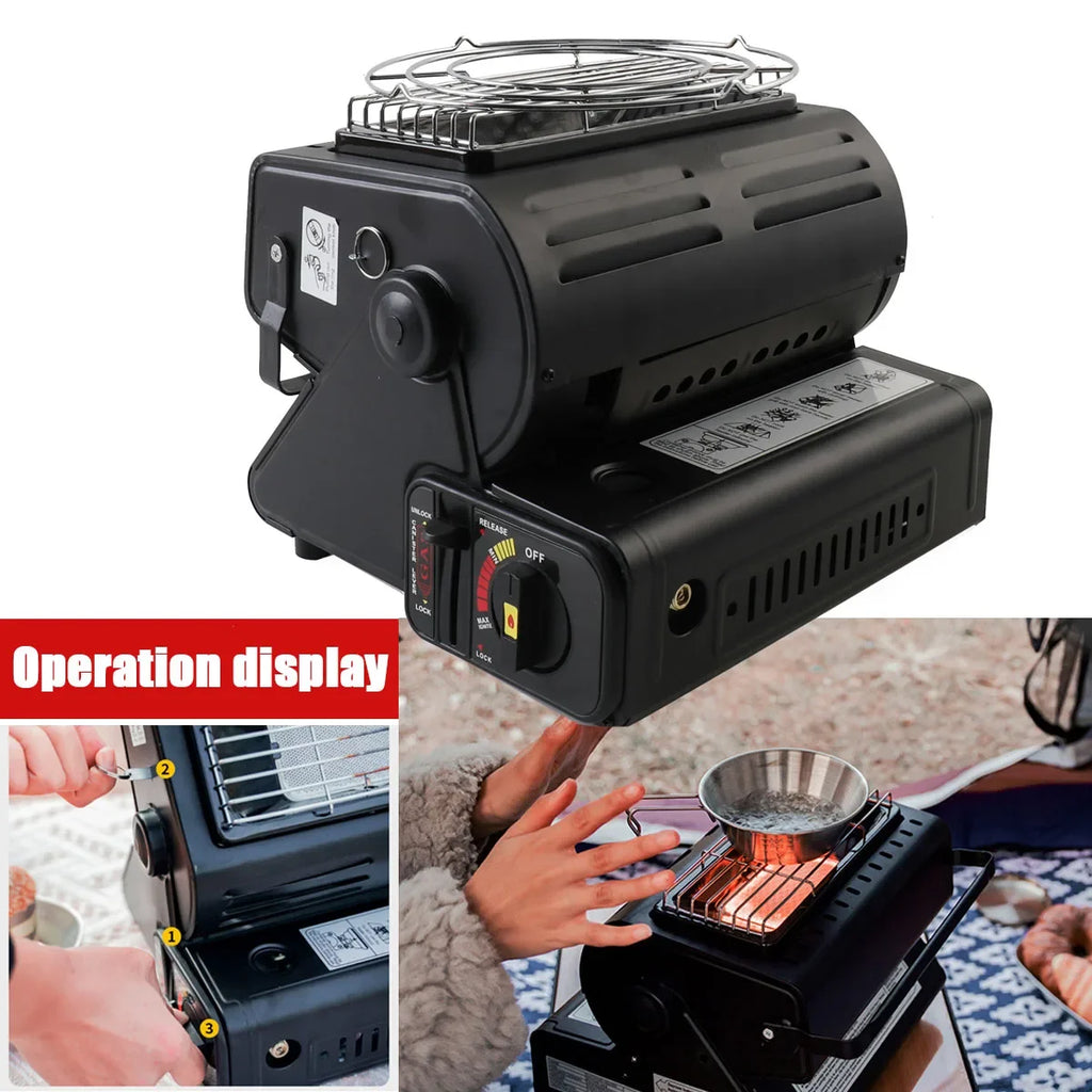 Portable Gas Camping Stove Outdoor Picnic BBQ Stove Portable Hand Warmer Home Heater Cassette Stove for Camping Tent Fishing