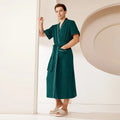Summer Nightgown Pure Cotton Long Couple Pajamas 2024 New Short Sleeve Bathrobe Home Clothing Bath Robe Men