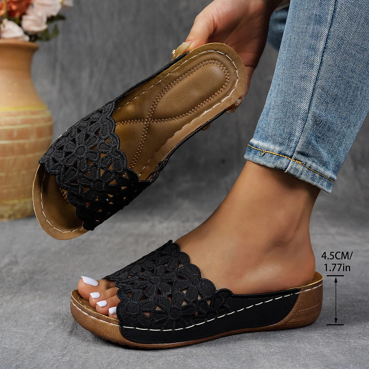 Women's Sandals Wedges Heels Sandals Summer Woman Shoes Indoor Outdoor Slippers Heeled Shoes Summer Footwear Sandalias De Mujer