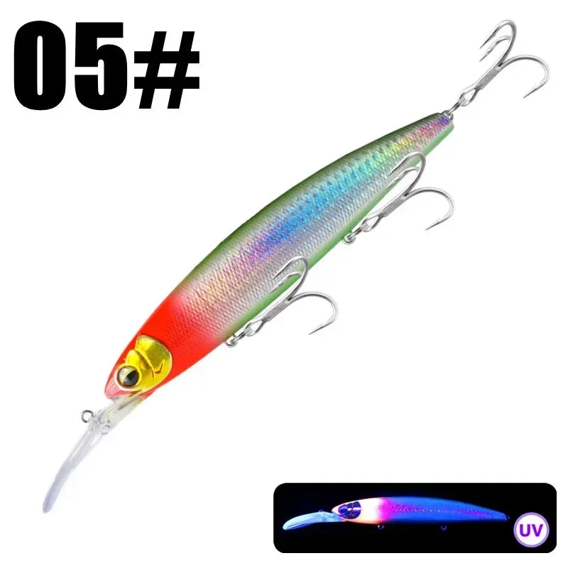 Ultra Long Casting Floating Wobbler Minnow Hard Bait 128mm 29g Flounder Sea Bass Saltwater Sea Fishing Lure Depth 0.8-5m