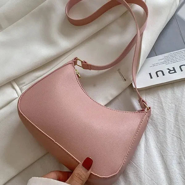 Fashion Handbag New Retro Solid Color PU Leather Shoulder Underarm Bag Women's Casual Hobos Purses and Handbags Ladies Hand Bags