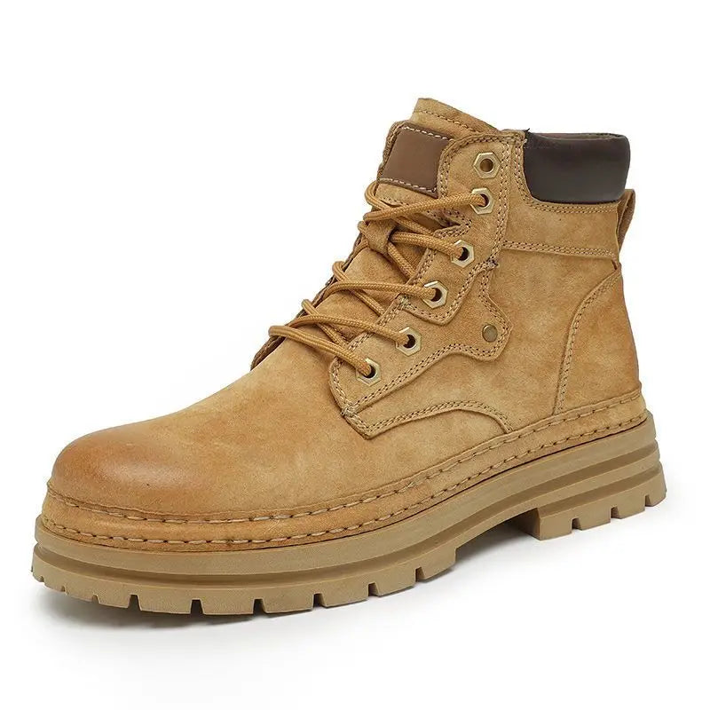 Fashion Men Boots Spring Comfortable Platform Leather Shoes Men Trend Brown Non-slip Work Boots for Men Casual Shoe Cowboy Boots