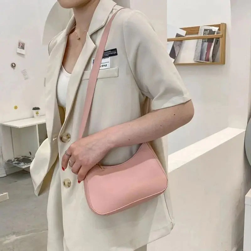 Women's Fashion Handbags Retro Solid Color PU Leather Shoulder Underarm Bag Casual Women Hobos Handbags sac à main femme