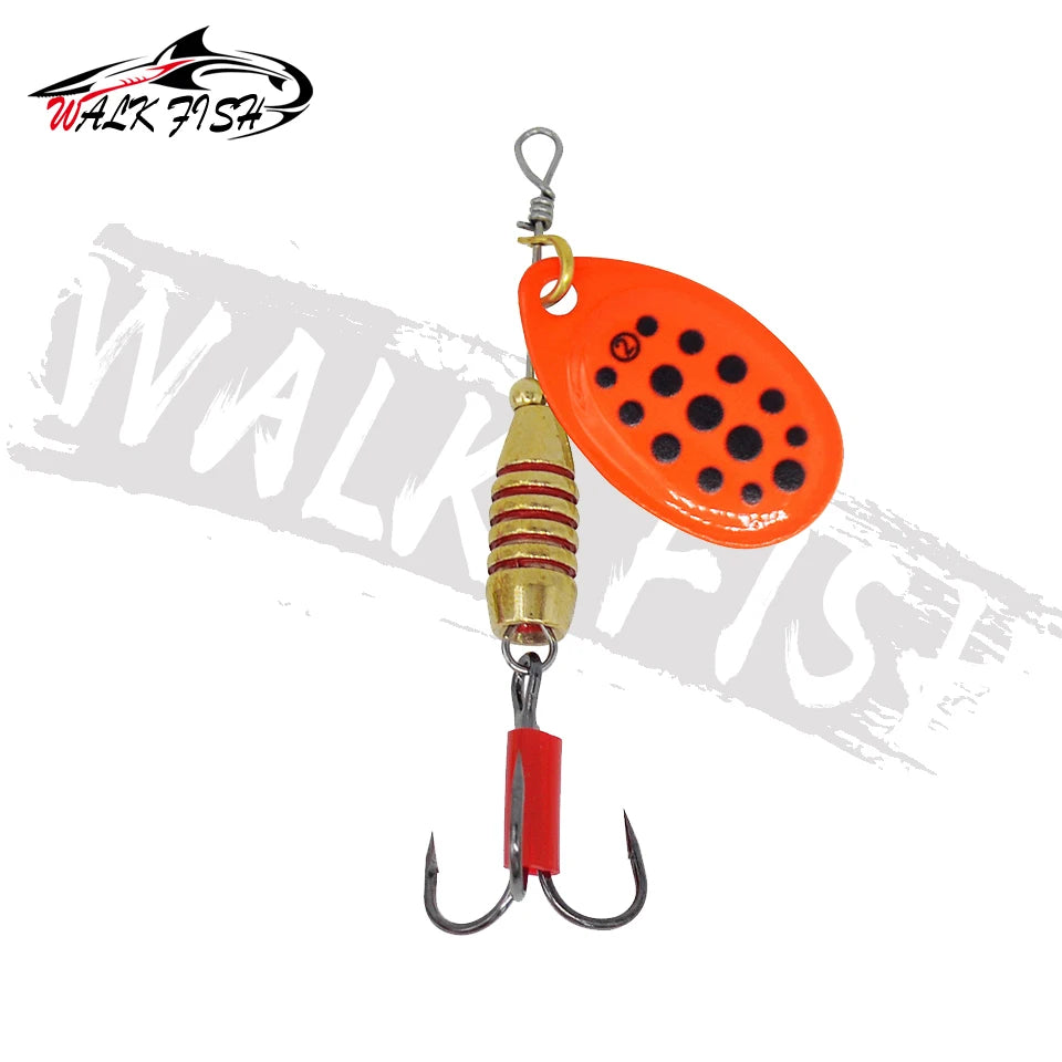 WALK FISH Spinner Lures 5.9cm 5g Rotating Spinners Spoon Hard Bait Pike Metal With Treble Hooks Fishing Lure Pesca Tackle