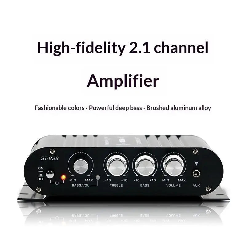ST-838 Home Theater Amplifiers HiFi 2.1 Channel Power Amplifier Stereo Bass Sound Car Home Amp Media Player Amplifier