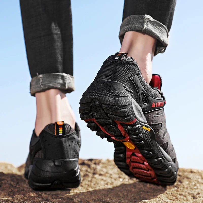 Men's Hiking Shoes Suede Leather Outdoor Shoes Wear-resistant Men Trekking Walking Hunting Tactical Sneakers Zapatillas Hombre
