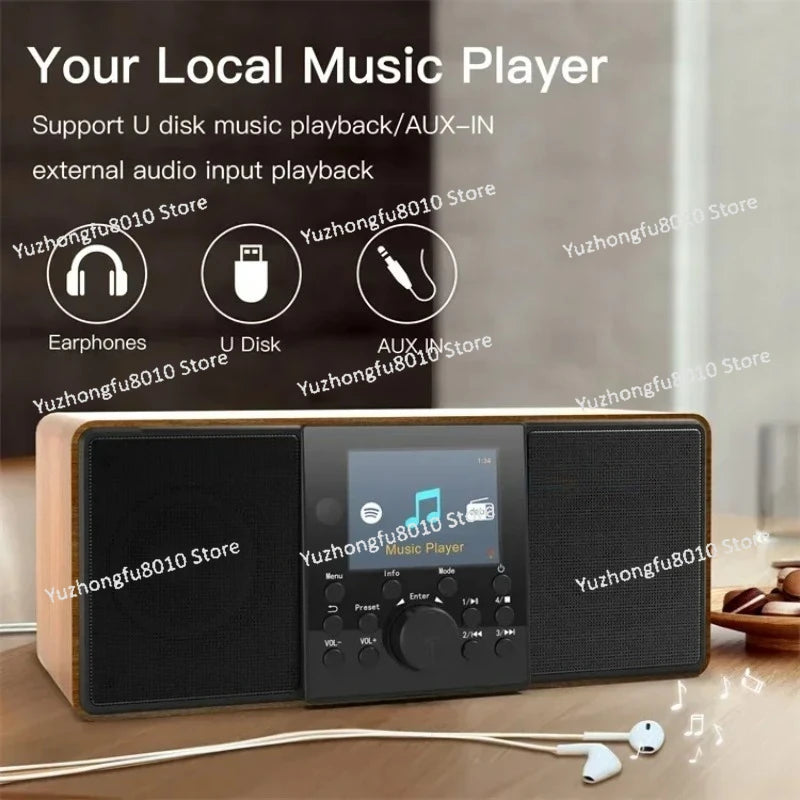 Stereo Wood Cabinet Digital Mondo Elite Classic Smart Internet Radio with Bt 5.0 Speaker Portable Home Fm Radio