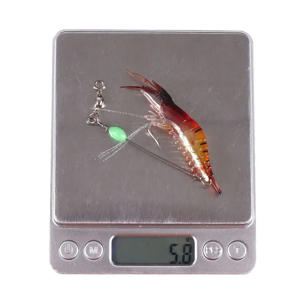 Fishing Tackle Soft Fishing Lure 9cm 6g Artificial Bait With Luminous Bead Swivels Hook Lifelike Soft Bait Shrimp Lure Carp