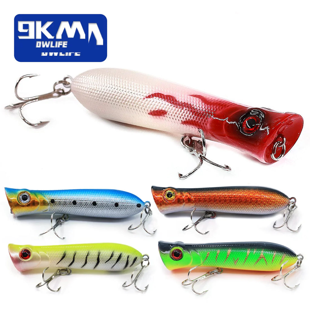 8cm 12g Topwater Popper Fishing Lure Saltwater Surface Casting Bait Freshwater Bass Trout Catfish Striper Tuna Large Predator