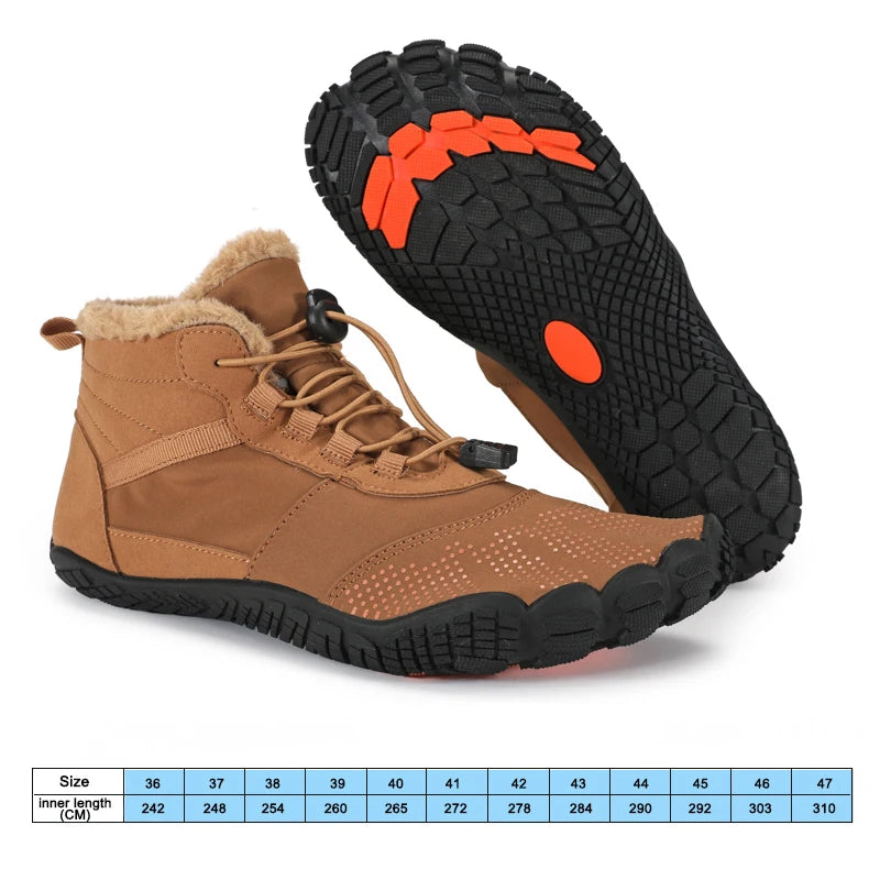 New Winter Boots for Men Women Snow Barefoot Casual Shoes Outdoor Work Shoes Ladies Warm Fur Men Ankle Shoes Male Snow Boots