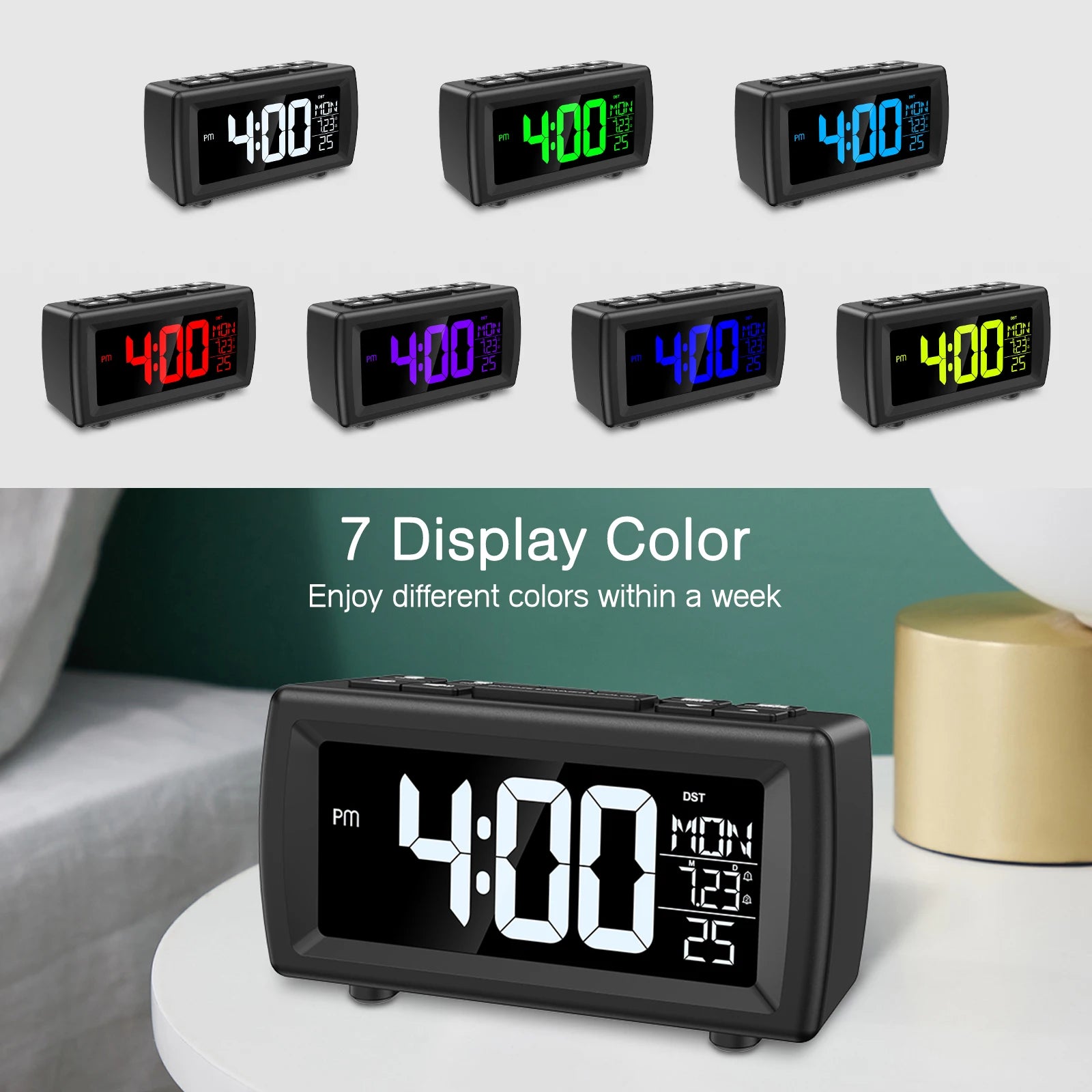 ORIA  Alarm Clock Radio Digital FM Radio Clock with Snooze and Adjustable   Volume Bedside LED Clock with Dual Alarm for Home