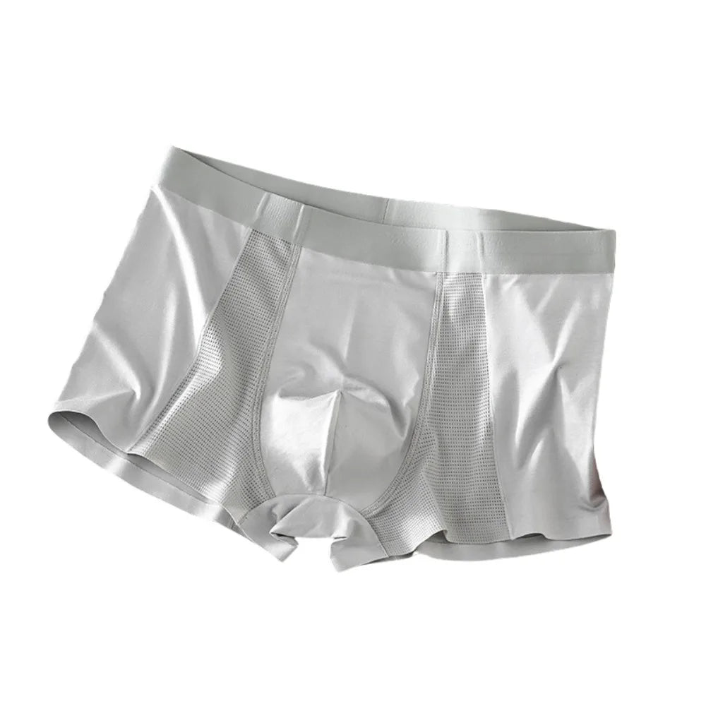 Comfortable Flat Pants Men's Boxer Briefs Thin Seamless Underwear for Men Breathable Mesh Ice Silk Underpants Men