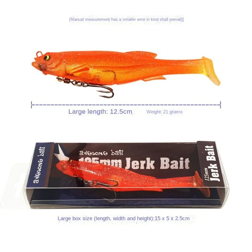 With Salwater Freshwater Hook Soft Fishing Lures 9cm/9g 12.5cm/21g 3D Eyes Artificial Swimbait T Tail Artificial Fish