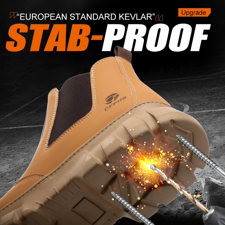 Men Safety Work Boots Steel toe Shoes Anti-smash Anti puncture Men's boots Safety Shoes lightweight Comfort Protection Shoes