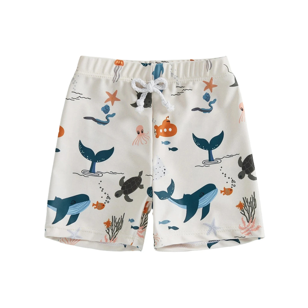 Toddler Kids Baby Boys Summer Swim Trunks Crab Octopus Print Quick Dry Swim Board Shorts Swimwear Bathing Suits Beachwear