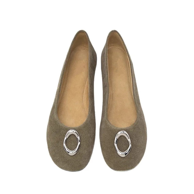 Withered Slip On Woman Shoes Shoes For Woman Loafers British Minimalist Women's Shoes Classic Round Toe Genuine Leather Shoes
