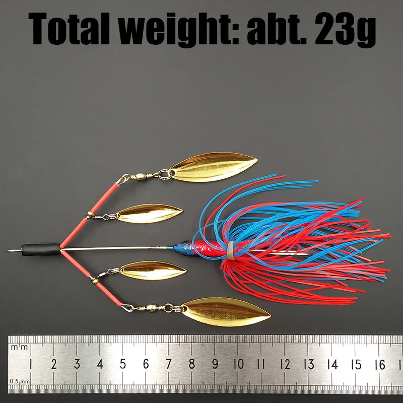 Lunker Spinner Baits Hard Fishing Lure 23g Noisy Buzz Rotating Blade Bubble Vibration Tandem Spin Willow Bass Trout Perch Pike