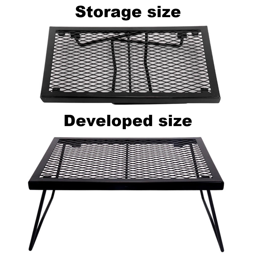 Folding Campfire Grill Grate Over Fire Camp Grill Heavy Duty Camp Fire Cooking Rack for Outdoor Camping Cooking Fire Pit