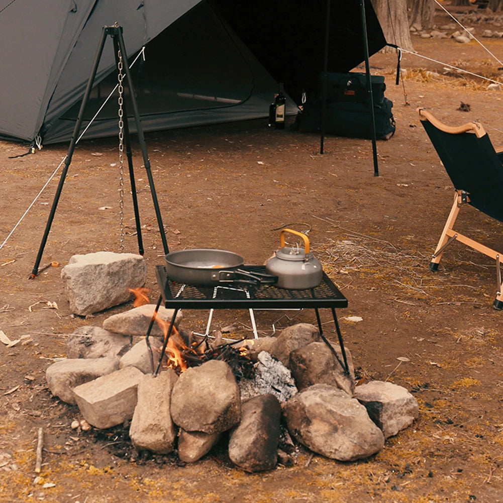 Campfire Grill Grate Heavy Duty Over Fire Camp Grill Foldable Camp Fire Cooking Rack for Camping Barbecues Picnic
