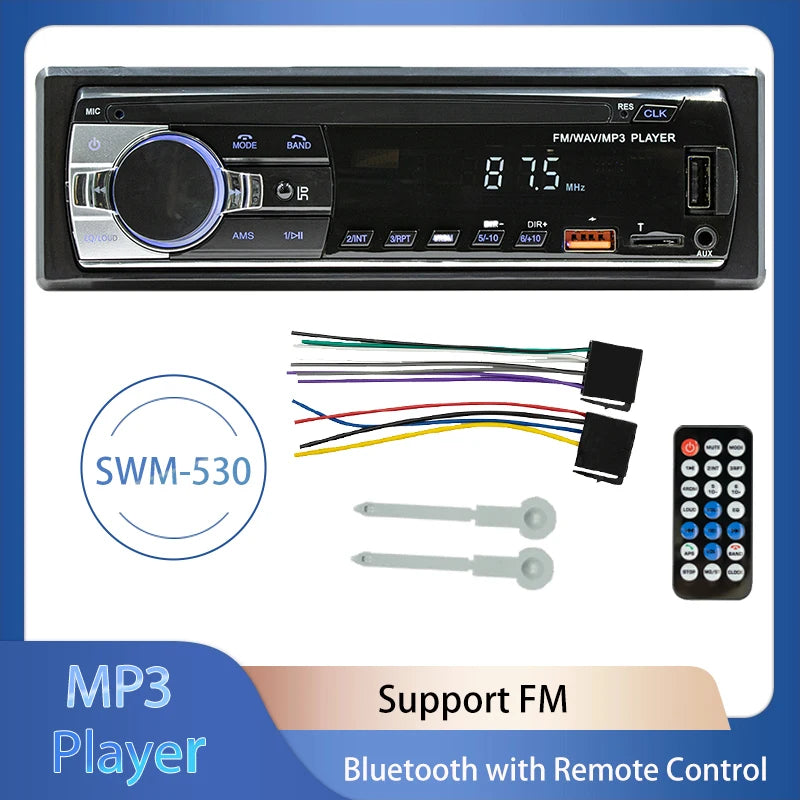 Car Radio 1 din Stereo Player Digital Bluetooth Car MP3 Player 60Wx4 FM Radio Stereo Audio Music USB/SD with In Dash AUX Input