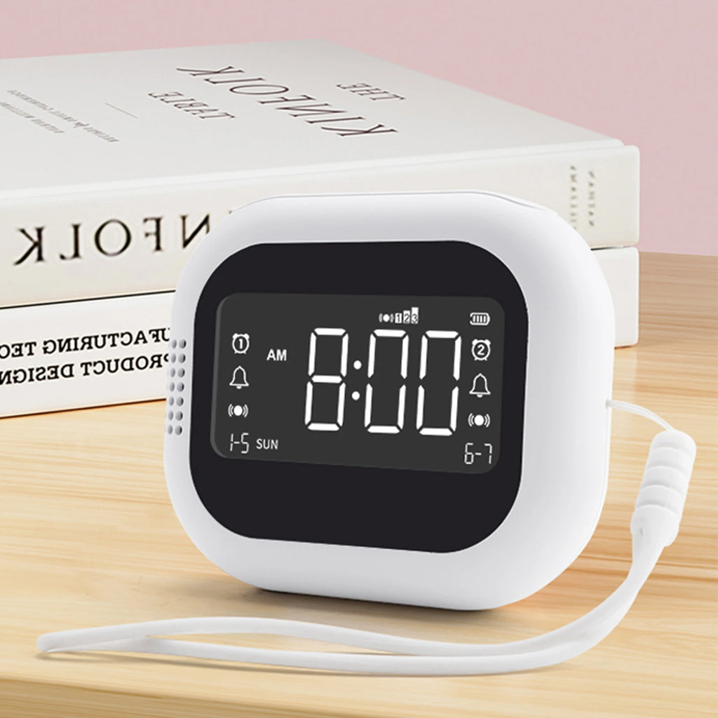 Vibrating Alarm Clock with FM Radio and Rechargeable 1800mAh Battery for Heavy Sleepers, Elderly Dorm Room Hearing Impaired