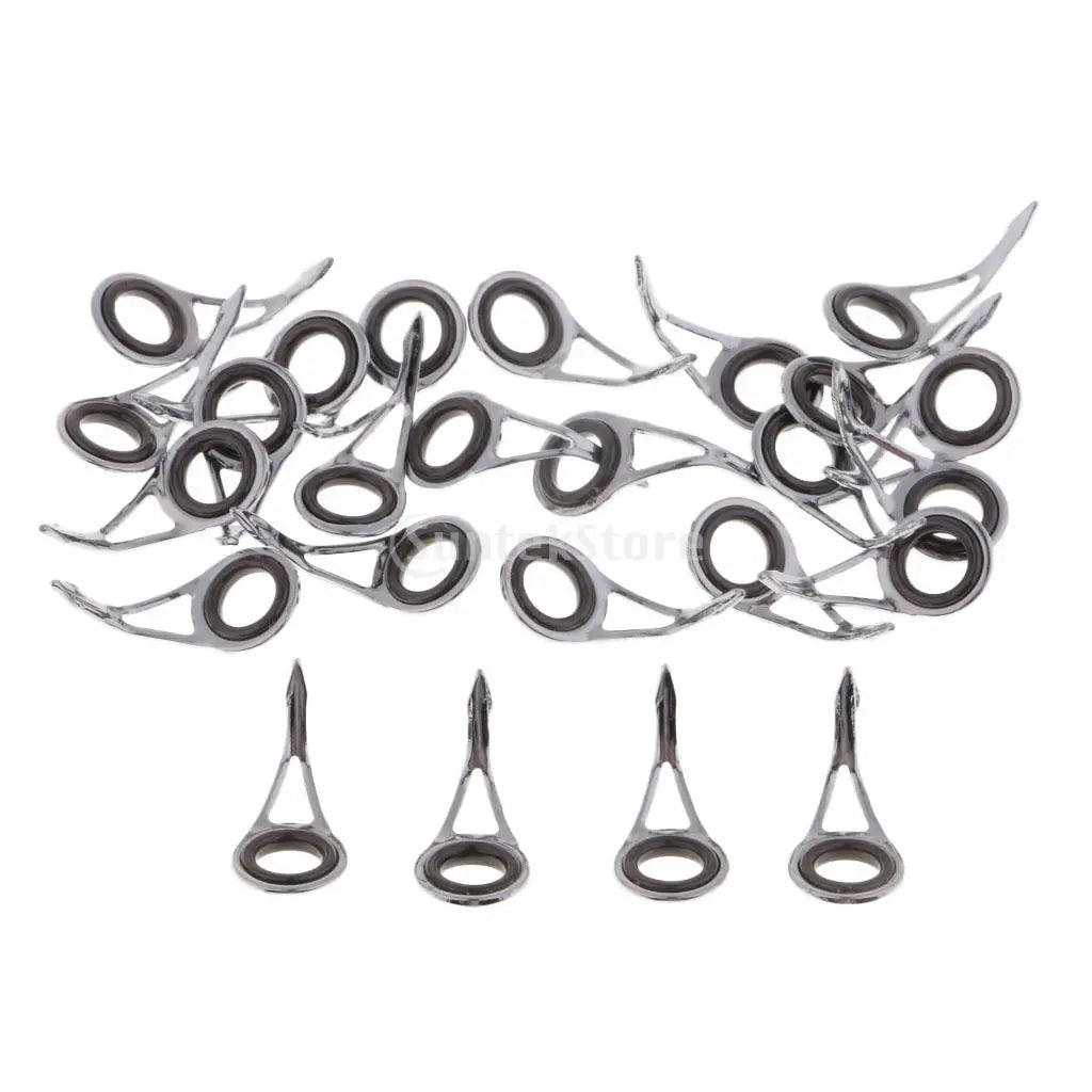 25pcs Sturdy Fishing Rod Guides Single Leg Rod Eye  DIY Rod Building Part Stainless Steel Frame and Ceramic
