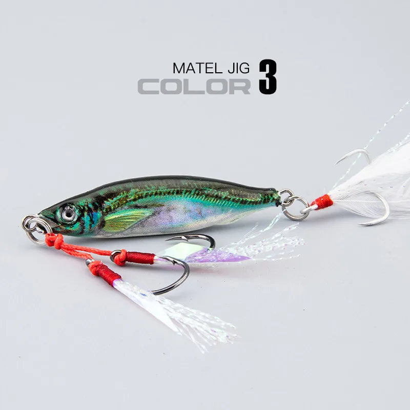 3D Printing Bass Fish 10g-80g Bait Tackle TroutShore Drag Cast Sea Fishing Tuna Slow Jigging Lure Saltwater Hook