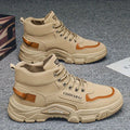 Men's High Top Boots Platform Casual Shoes Non Slip Comfortable Hiking Boots for Men Outdoor Working Shoes Lace-up Ankle Boots