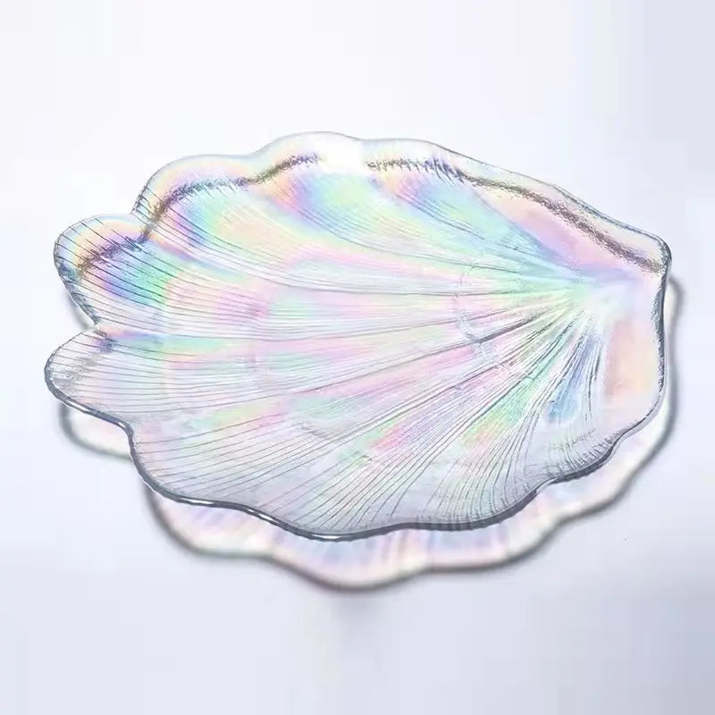 Creative Colorful Glass Plate Ocean Shell Fruit Plate European Style Tray Dessert Cake Plates Desktop Room Decor Table Ornament